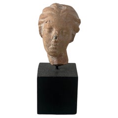 Greek Terracotta Female Head, C. 3rd - 2nd Century Bc