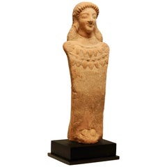 Greek Terracotta Votive Herm of a Goddess