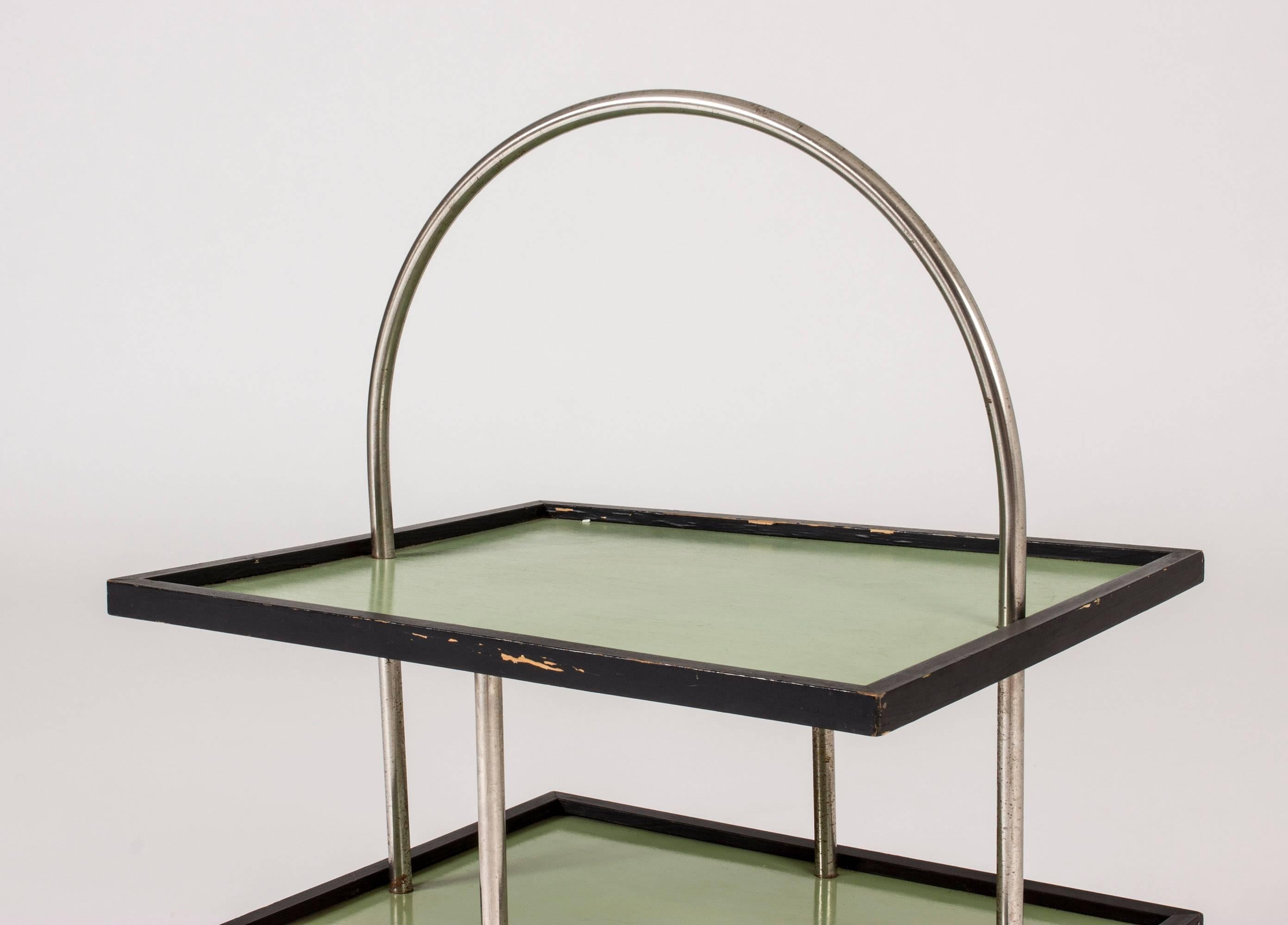 Swedish Green 1930s Functionalist Side Table