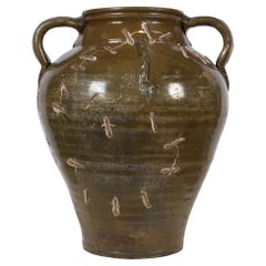 Green 19th Century Southern Spanish Wabi-Sabi Stapled Jar