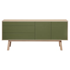 Grünes Sideboard mit zwei Türen und drei Schubladen, skandinavisches Design von Eric Gizard