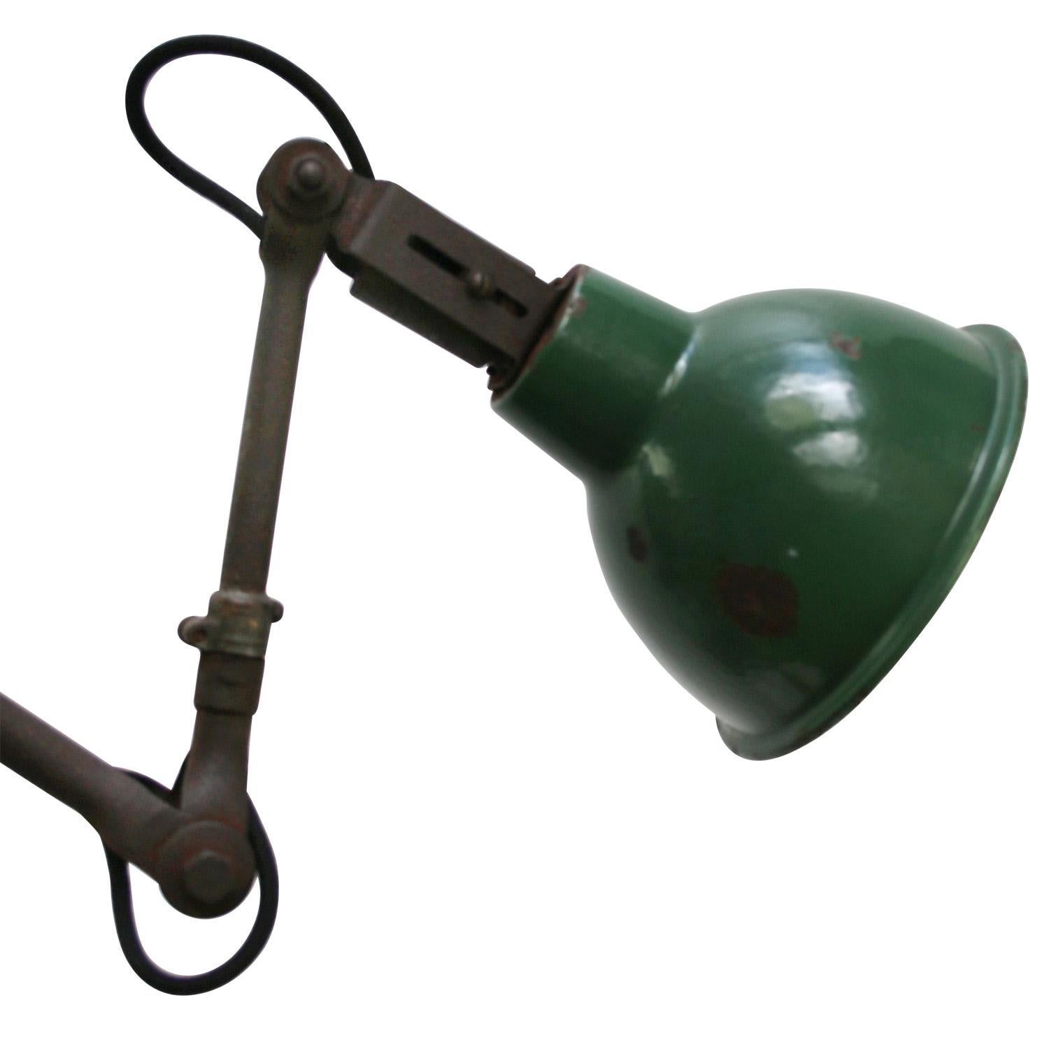 Cast Green 3-Arm Metal Vintage Industrial Machinist Work Wall Light by Dugdills, Uk