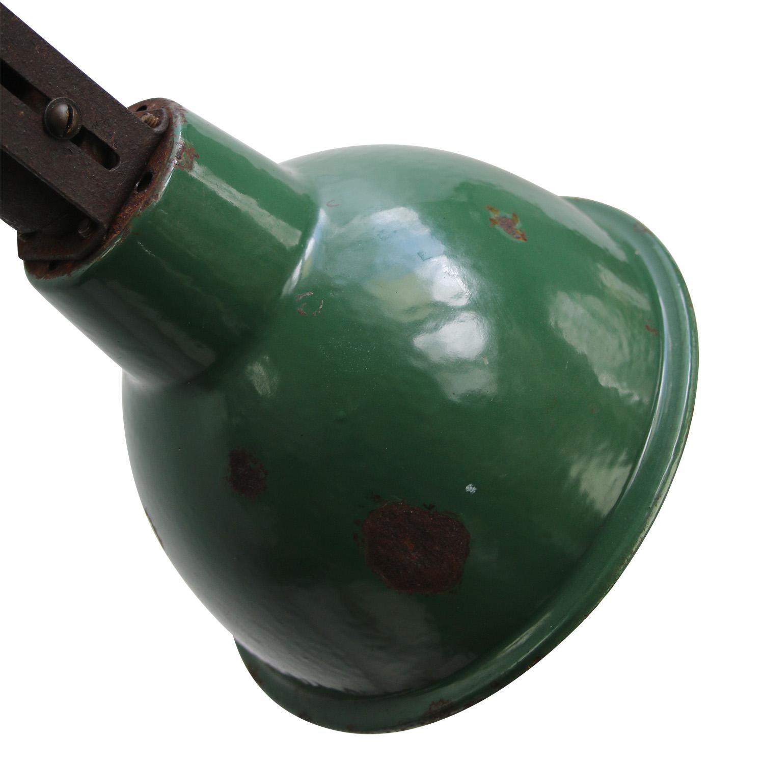 Mid-20th Century Green 3-Arm Metal Vintage Industrial Machinist Work Wall Light by Dugdills, Uk