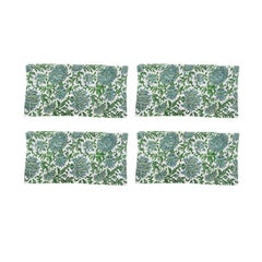 Green 3-Piece Dinner Place Setting of Monkeywood Bowl, Napkin, Plates, Set of 4