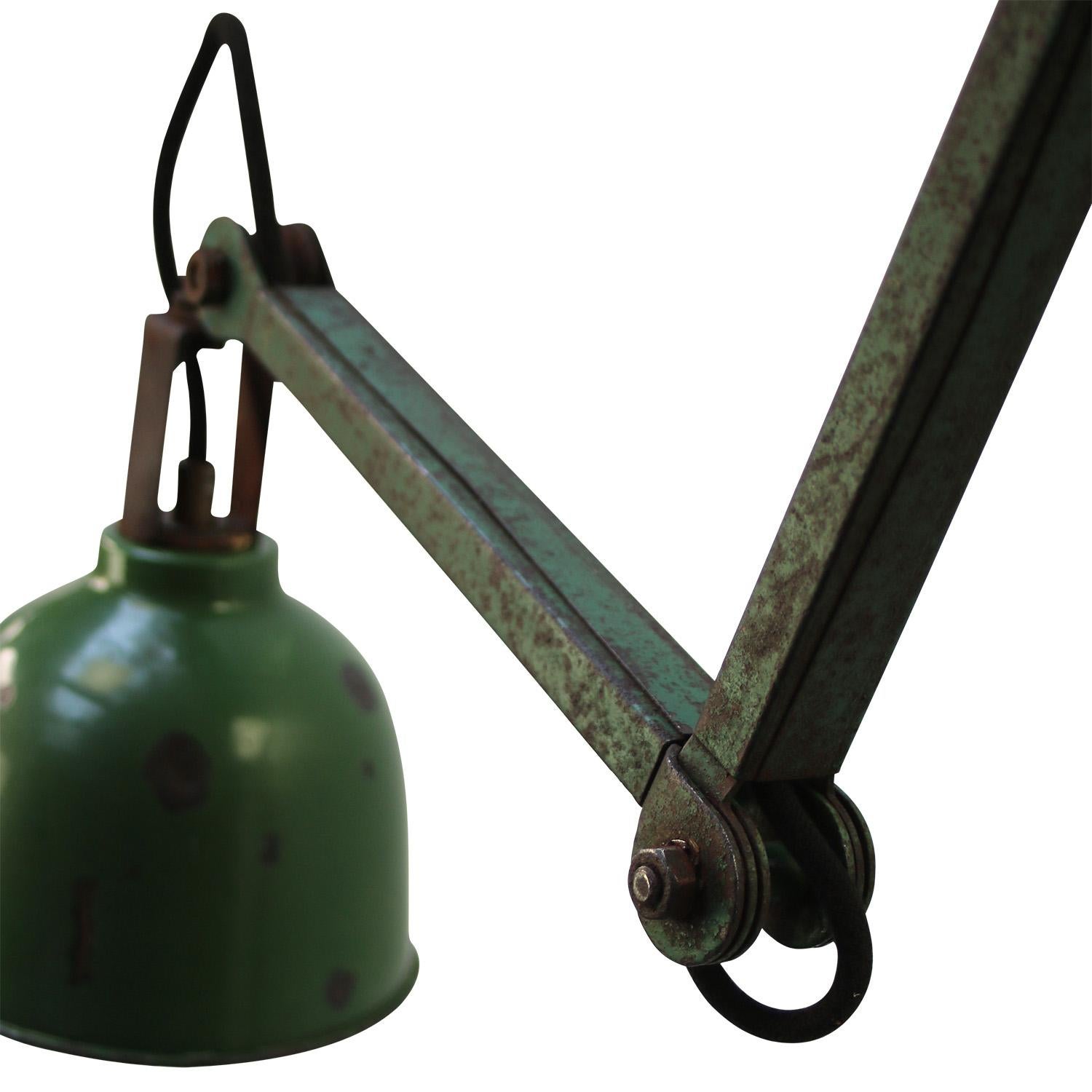 Cast Green 4-Arm Metal Vintage Industrial Machinist Work Wall Light by Dugdills, UK For Sale