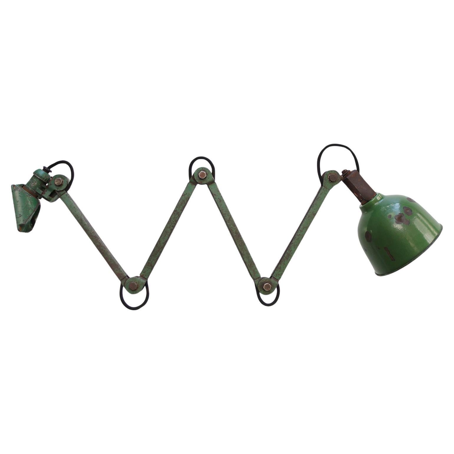 Green 4-Arm Metal Vintage Industrial Machinist Work Wall Light by Dugdills, UK For Sale