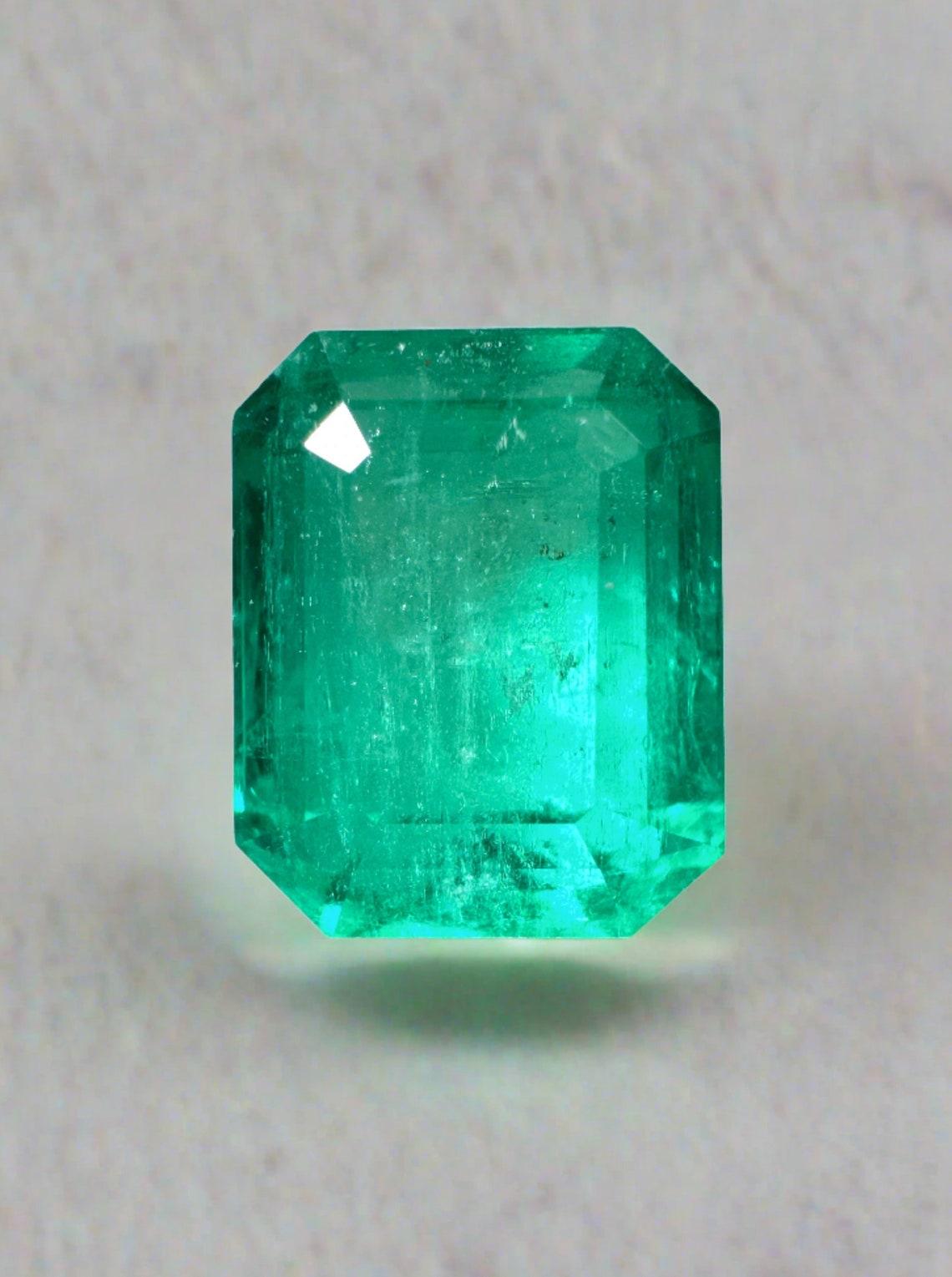 Green 5.11 Carat Emerald Cut Colombian Emerald Gem - May Birthstone