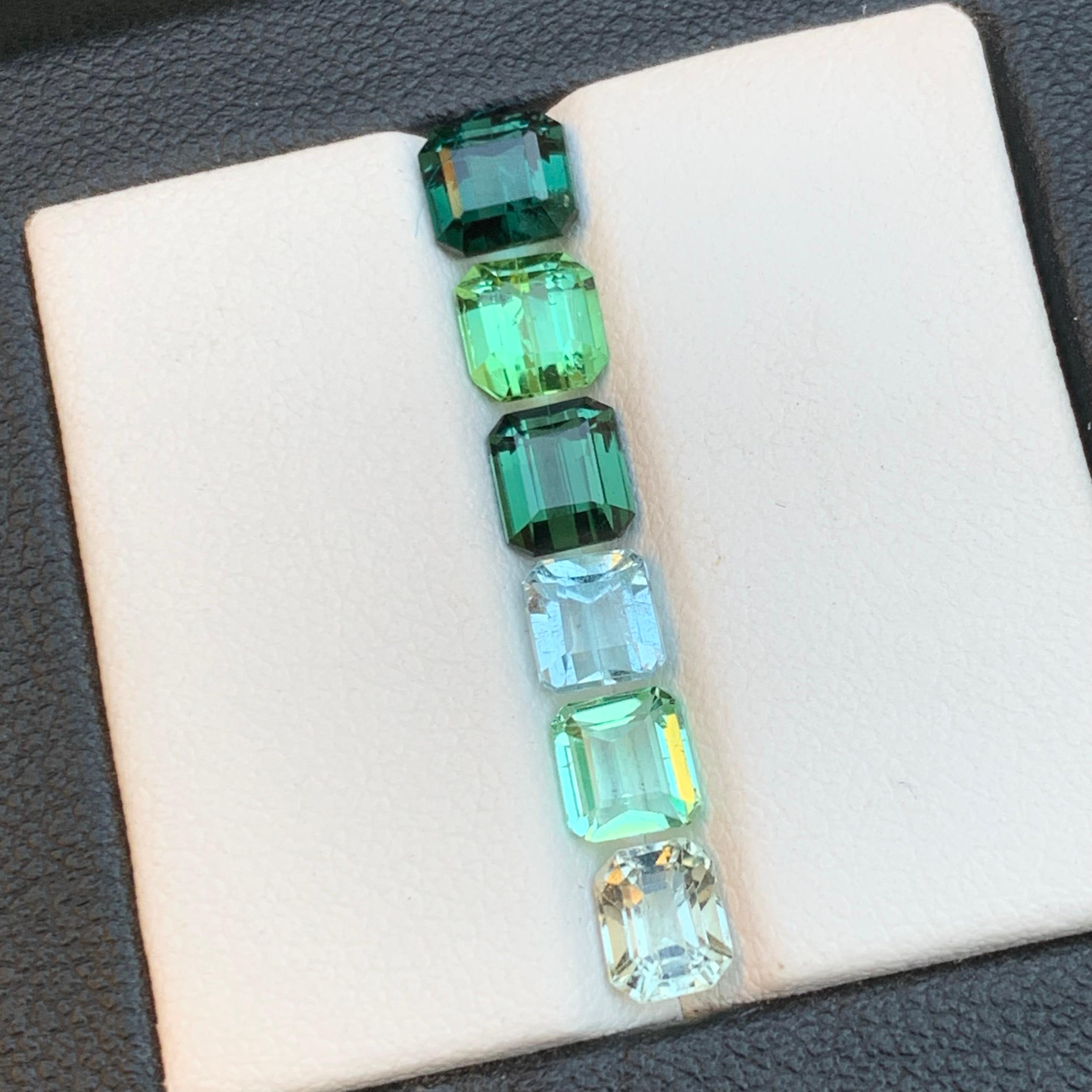 Emerald Cut Green & a Golden Mix Colors Natural Tourmaline Loose Gemstones Lot 4.80 Ct-Jewel For Sale
