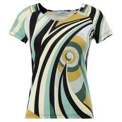 Green Abstract Print T-Shirt Size XS