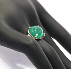 Green Agate 9 Karat Rose Gold Ring Handcrafted in Italy