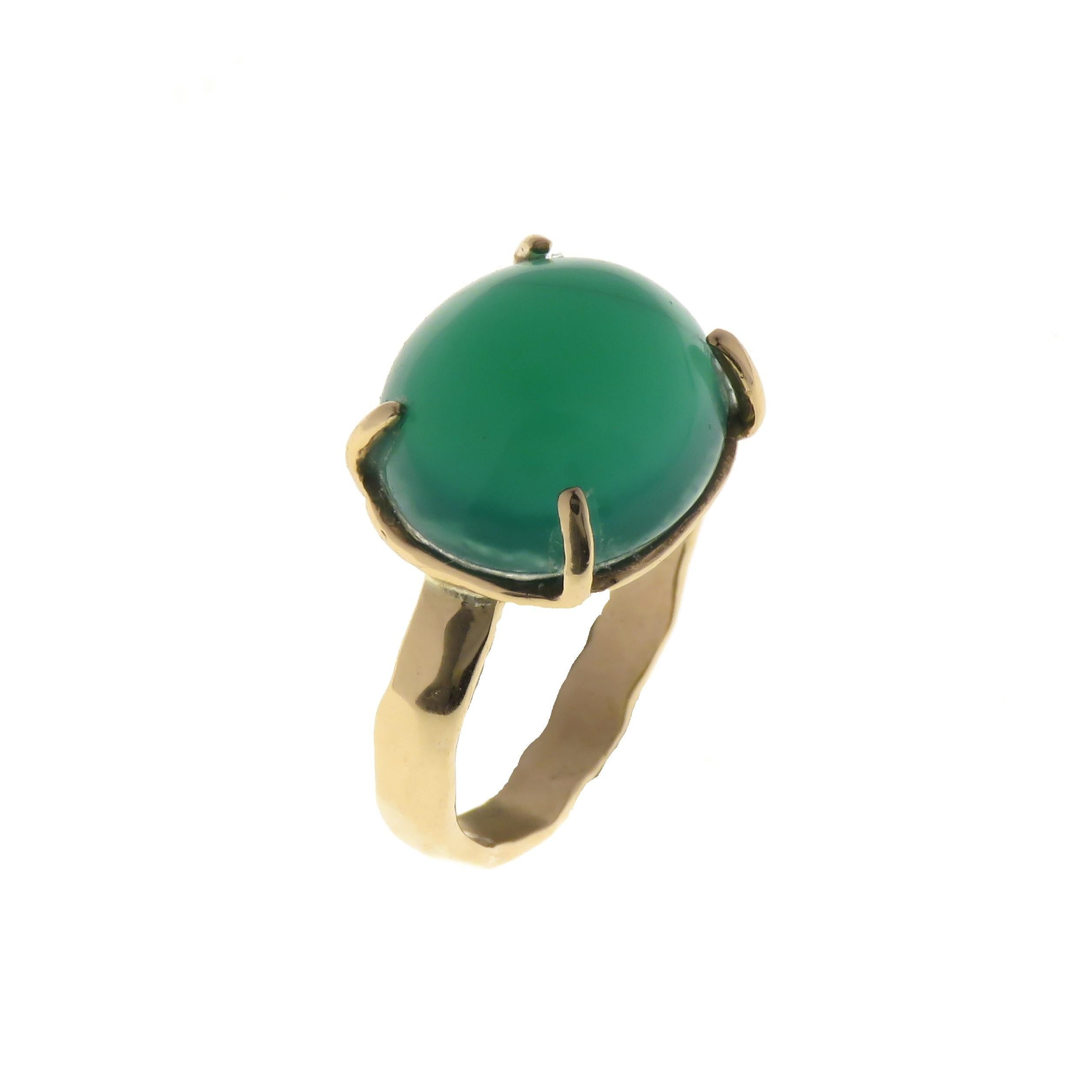 Green Agate 9 Karat Rose Gold Ring Handcrafted in Italy In New Condition For Sale In Milano, IT