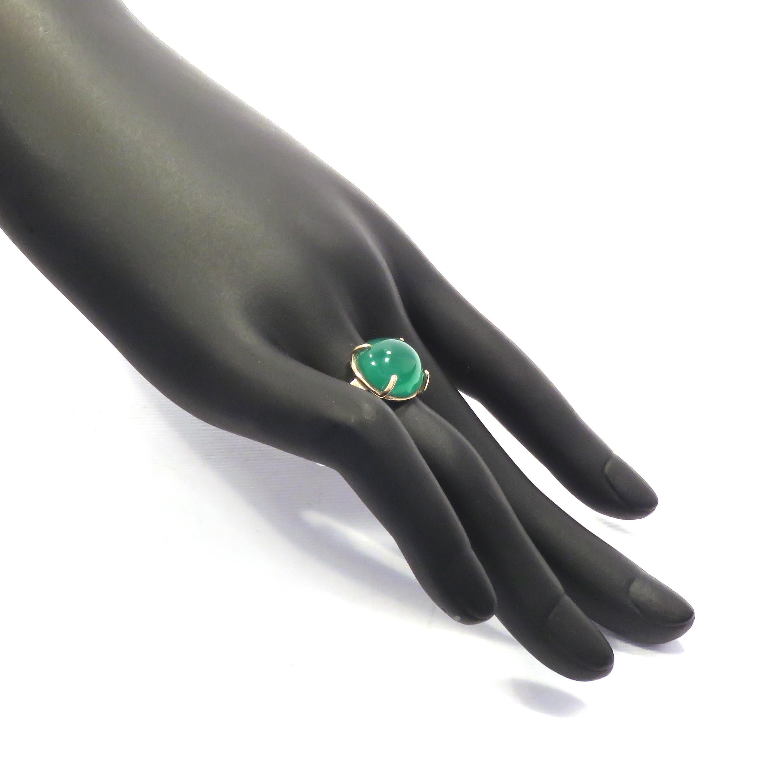 Women's Green Agate 9 Karat Rose Gold Ring Handcrafted in Italy For Sale