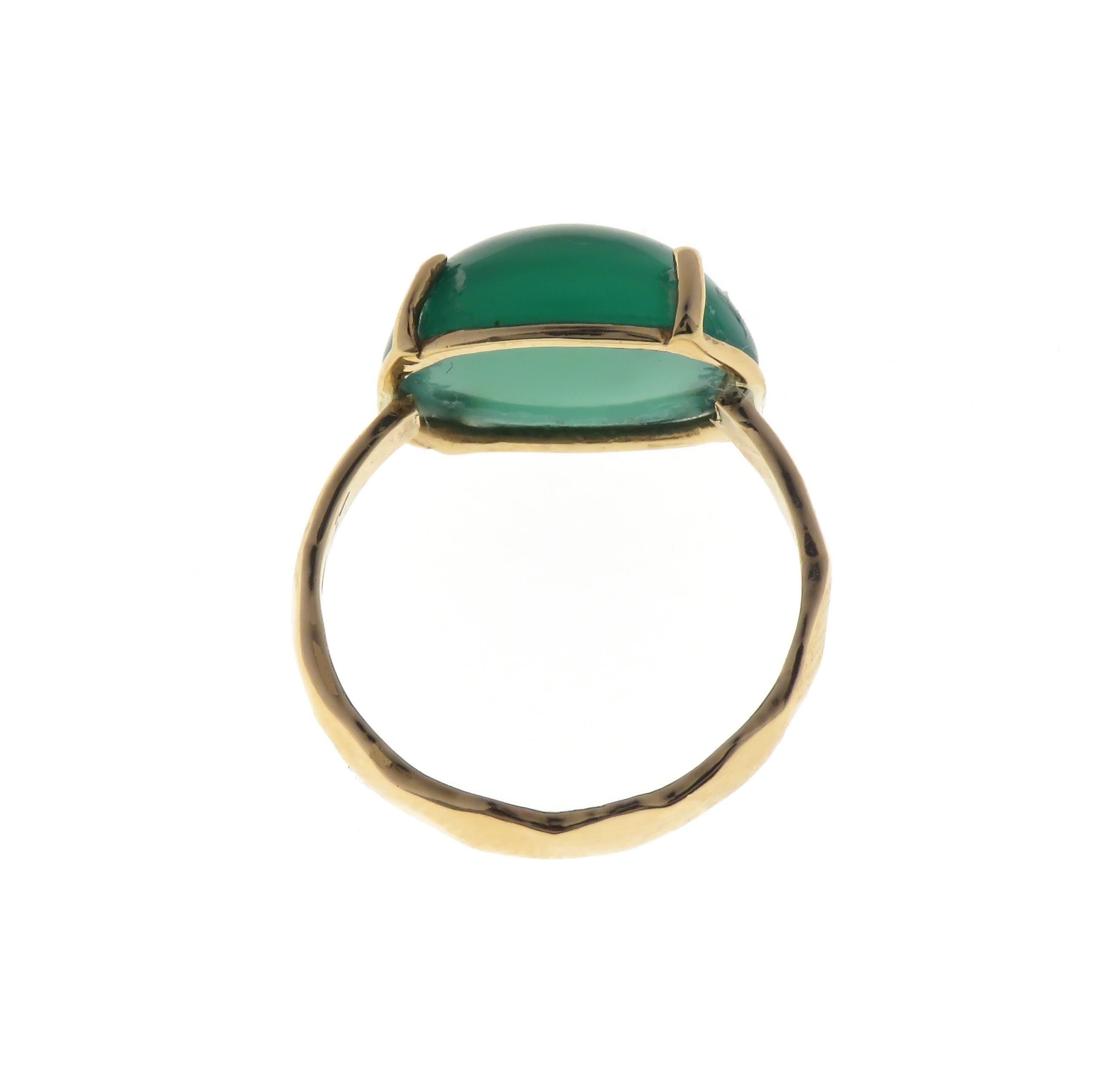 Green Agate 9 Karat Rose Gold Ring Handcrafted in Italy For Sale 1
