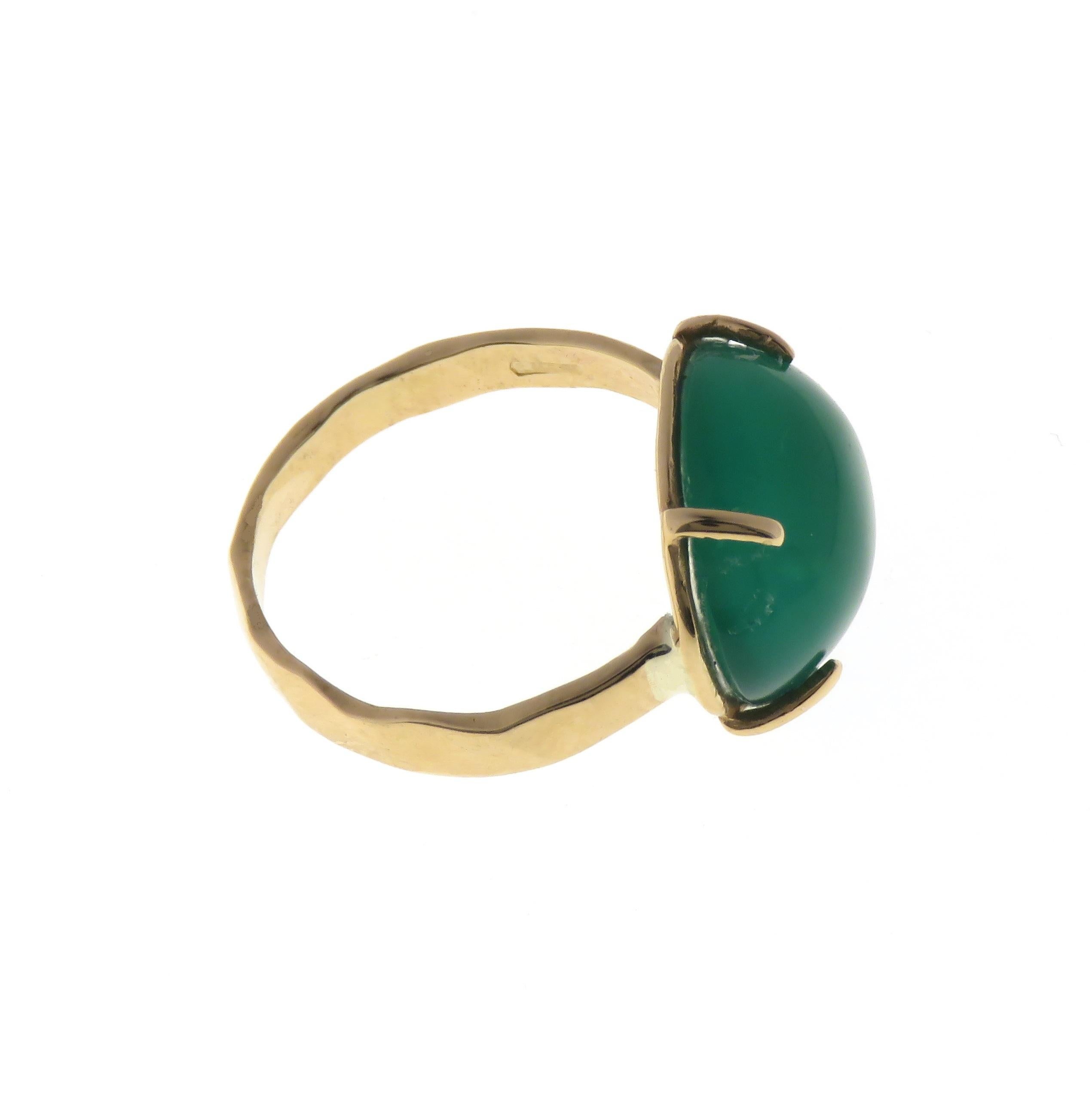 Green Agate 9 Karat Rose Gold Ring Handcrafted in Italy For Sale 3