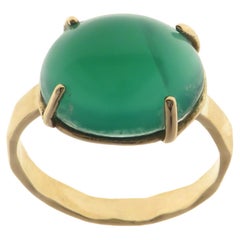 Green Agate 9 Karat Rose Gold Ring Handcrafted in Italy