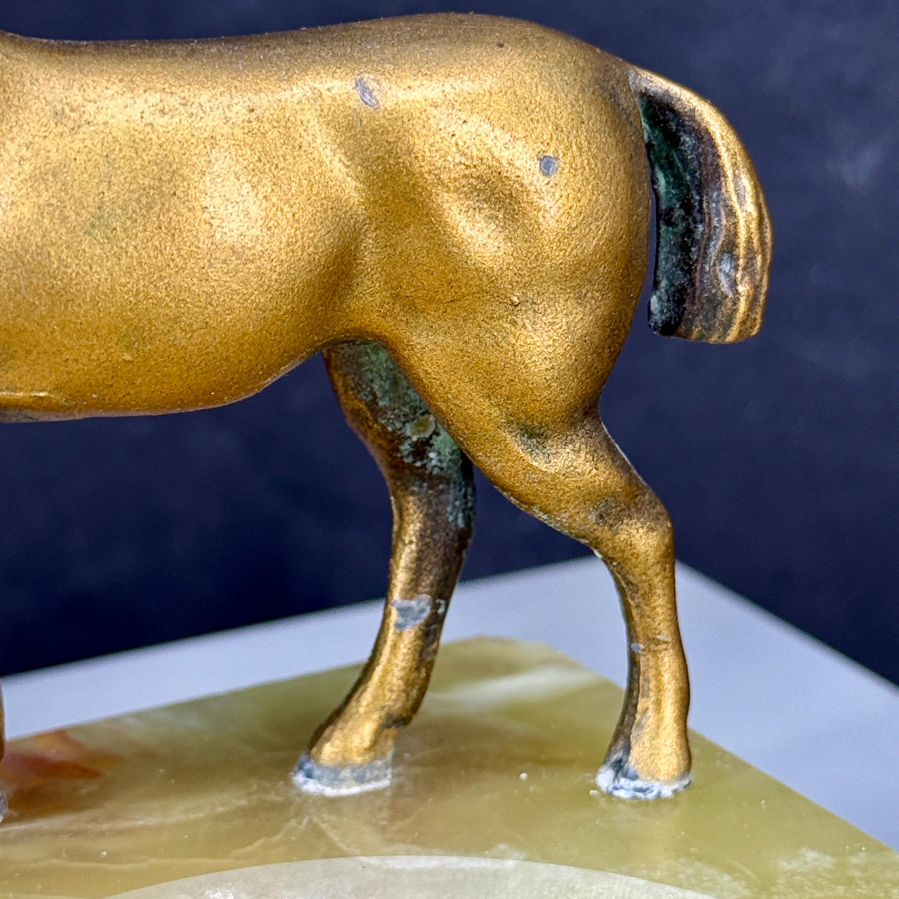 Grüner Achat und Bronze Pferd Statue Aschenbecher Schmuck Tablett im Angebot 7