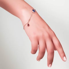 Green Agate and Rhodolite Chain Bracelet in 14K yellow Gold, by SERAFINO