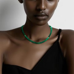 Green Agate Ombre Gold Bead Necklace