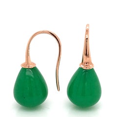 Green Agate Rose Gold 18 Karat Drop Earring