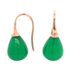 Green Agate Rose Gold 18 Karat Drop Earring
