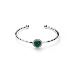 Green Agate White Gold Bangle