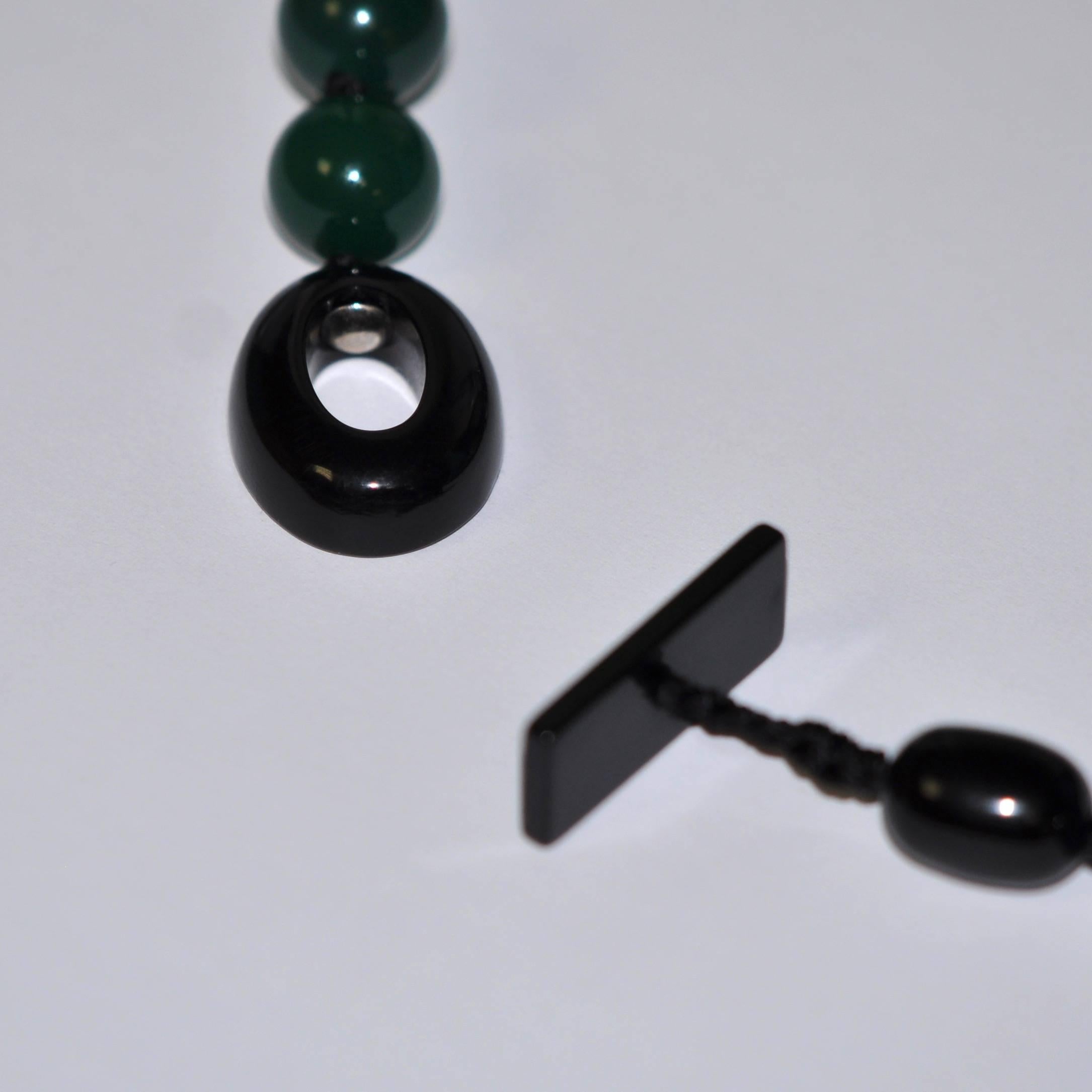 Green Agates, Tsavorites and Freshwater Pearl on Rose Gold Beaded Necklace 2