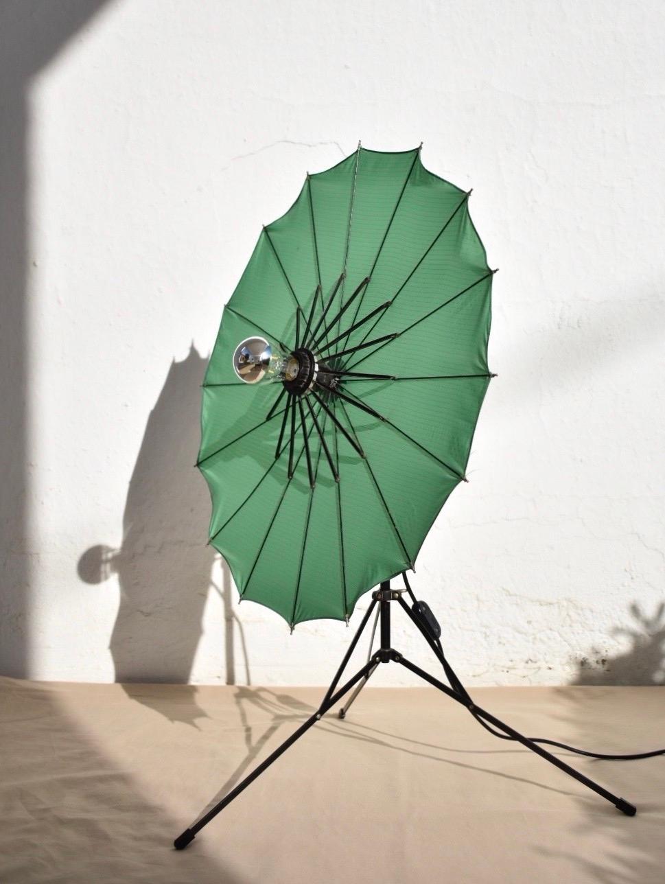 French Green ajustable floorstanding lamp For Sale