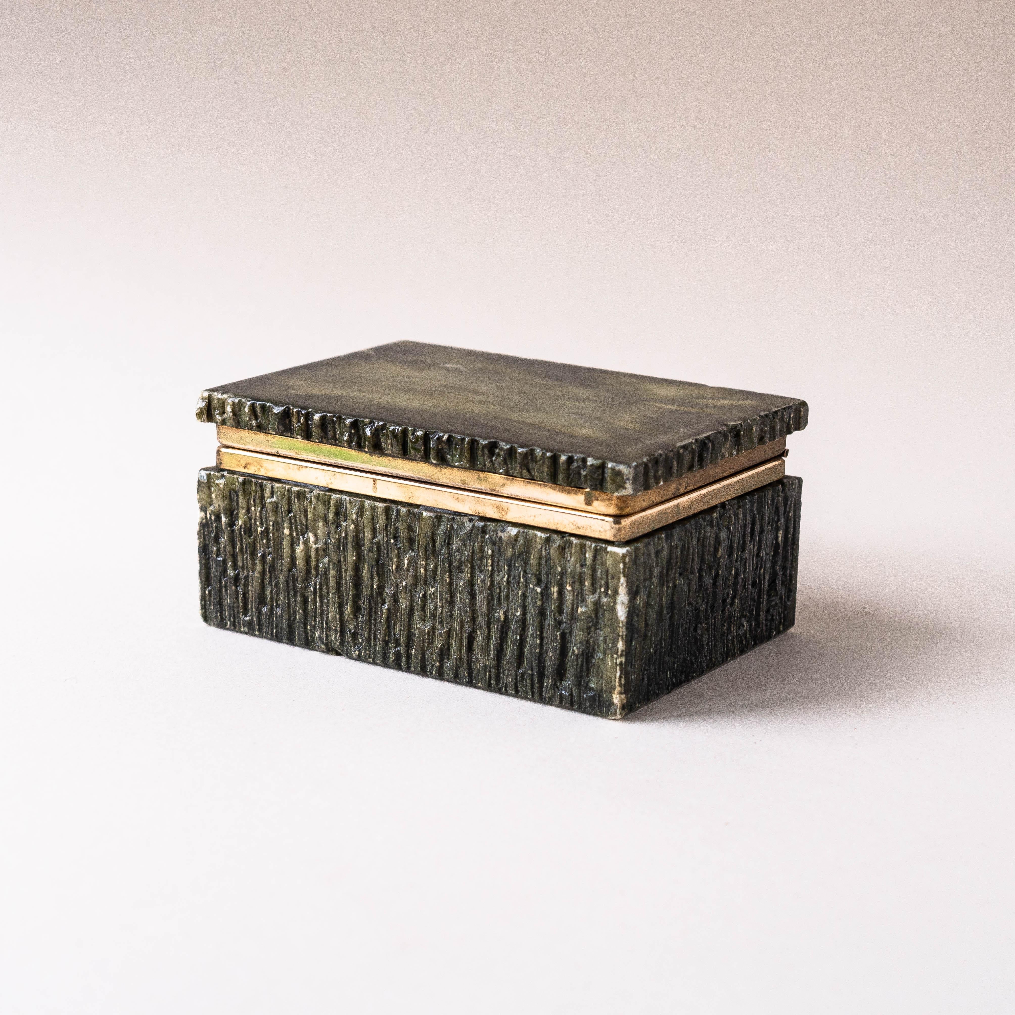 Green Alabaster and Brass Jewelry Box by Romano Bianchi, Italy 1970s For Sale 3