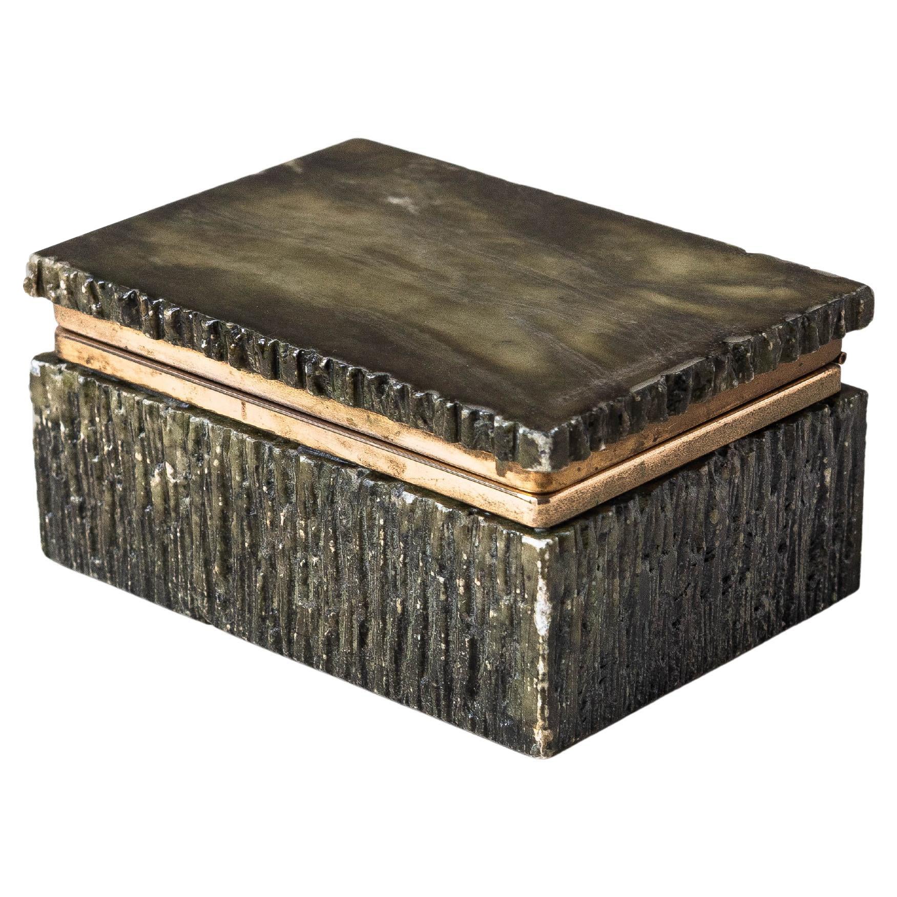 Green Alabaster and Brass Jewelry Box by Romano Bianchi, Italy 1970s