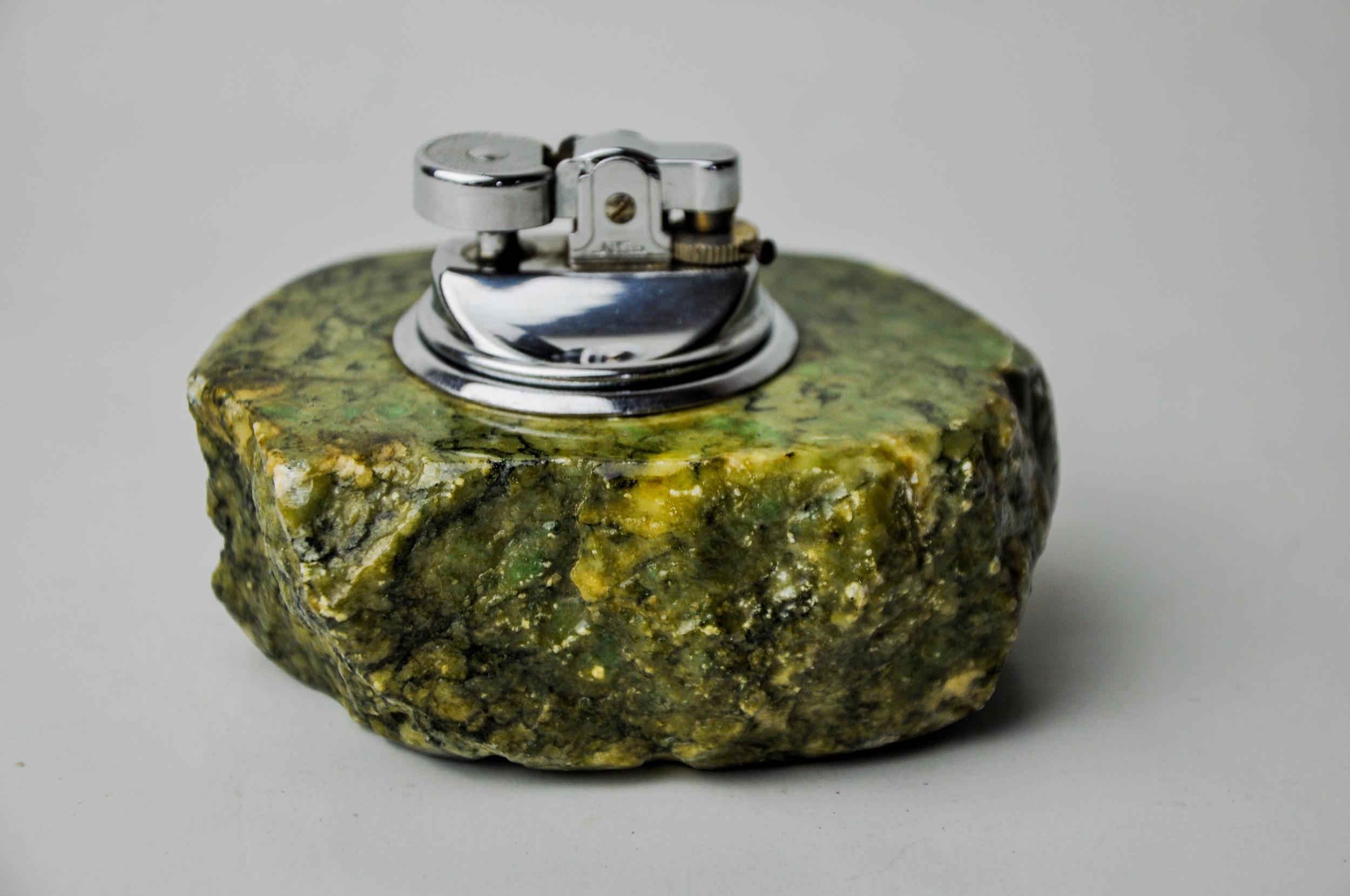 Hollywood Regency Green alabaster lighter by Romano Bianchi, Italy, 1970 For Sale