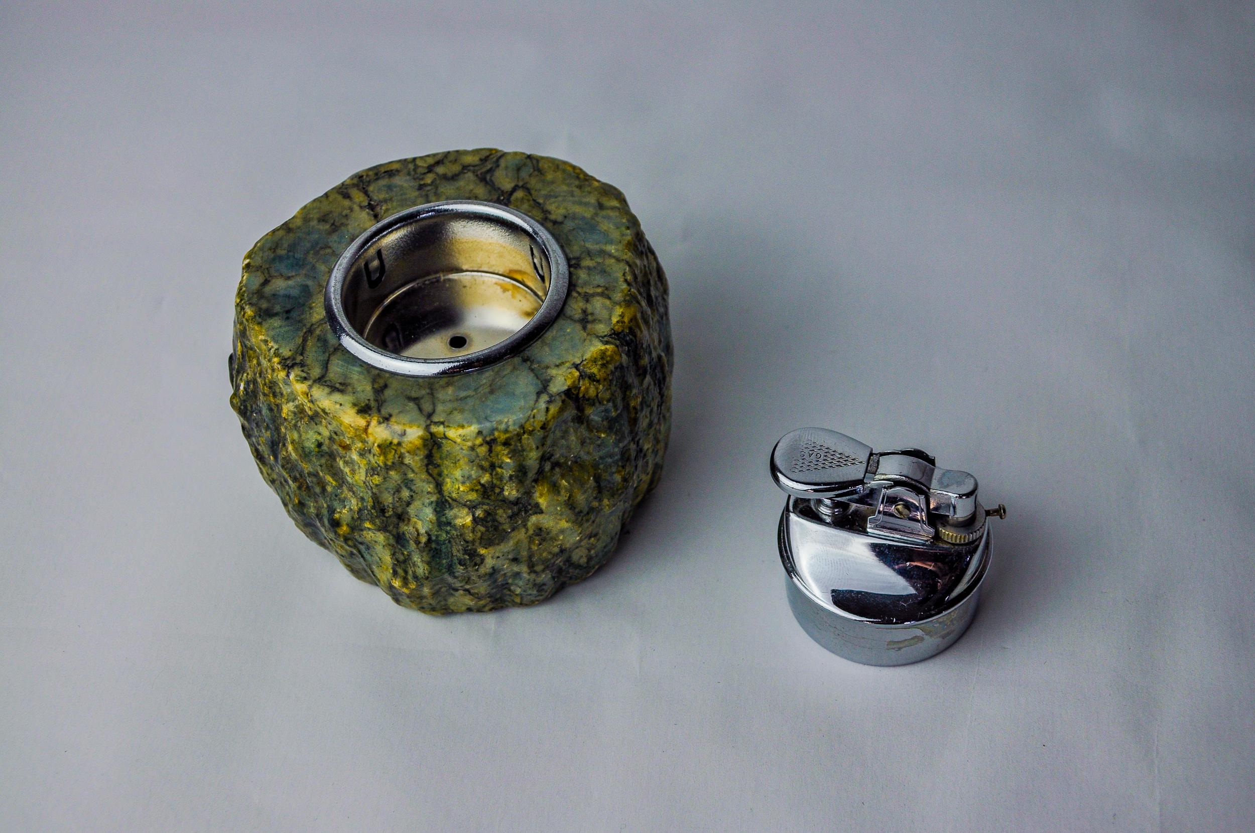 Late 20th Century Green alabaster lighter by Romano Bianchi, Italy, 1970 For Sale
