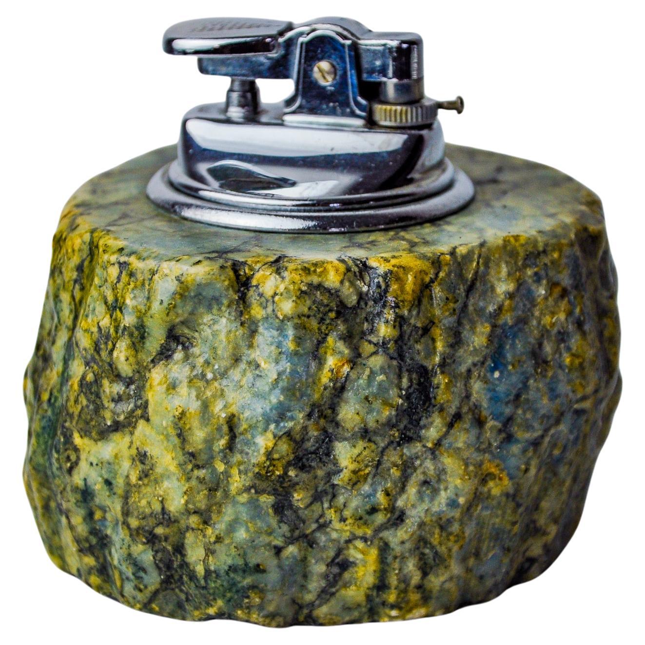 Green alabaster lighter by Romano Bianchi, Italy, 1970 For Sale