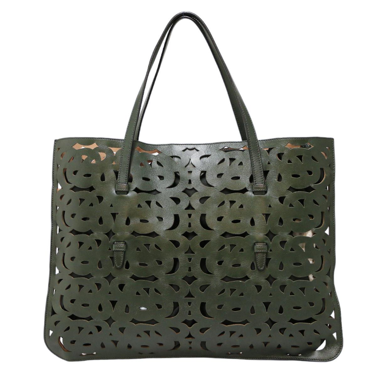Green Alaïa Leather Tote For Sale 1