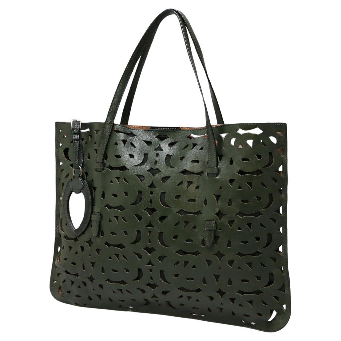 Green Alaïa Leather Tote For Sale