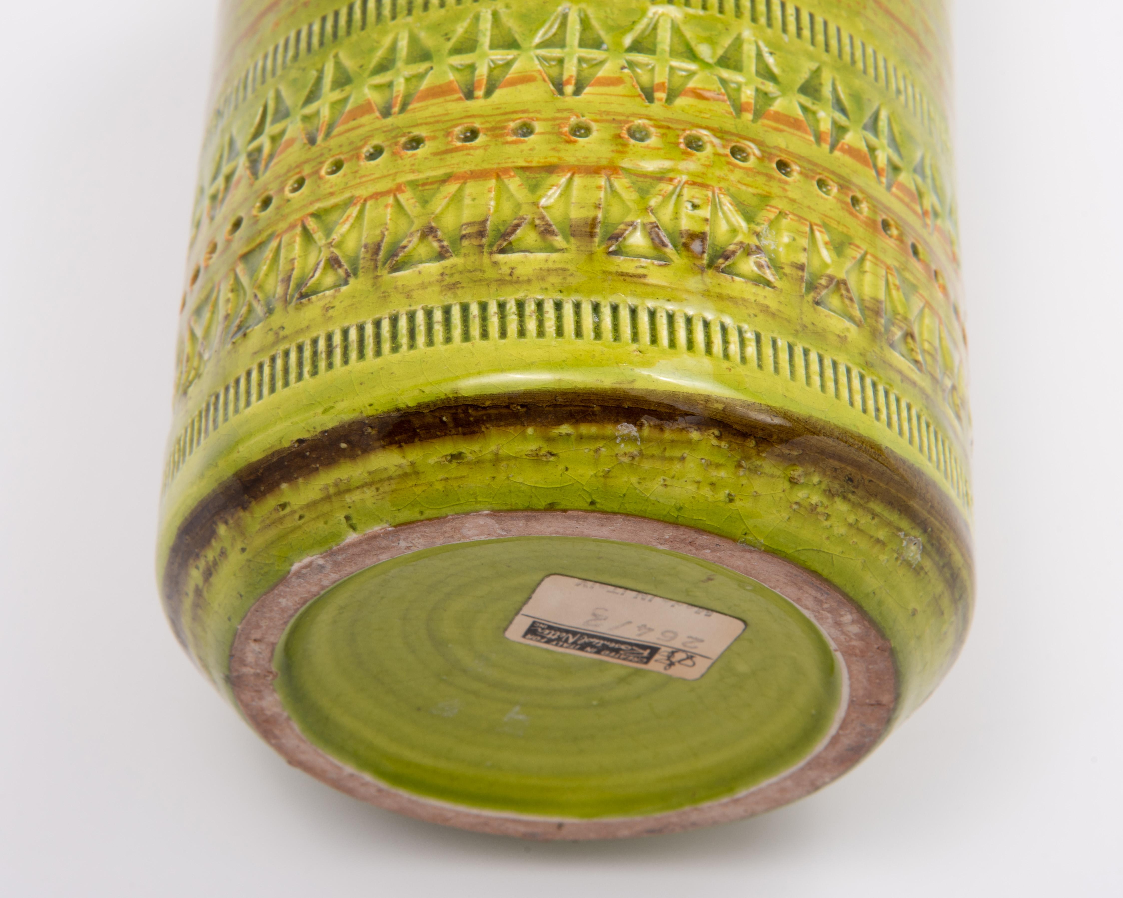Vase incisé Aldo Londi Bitossi Rosenthal Netter vert en vente 5