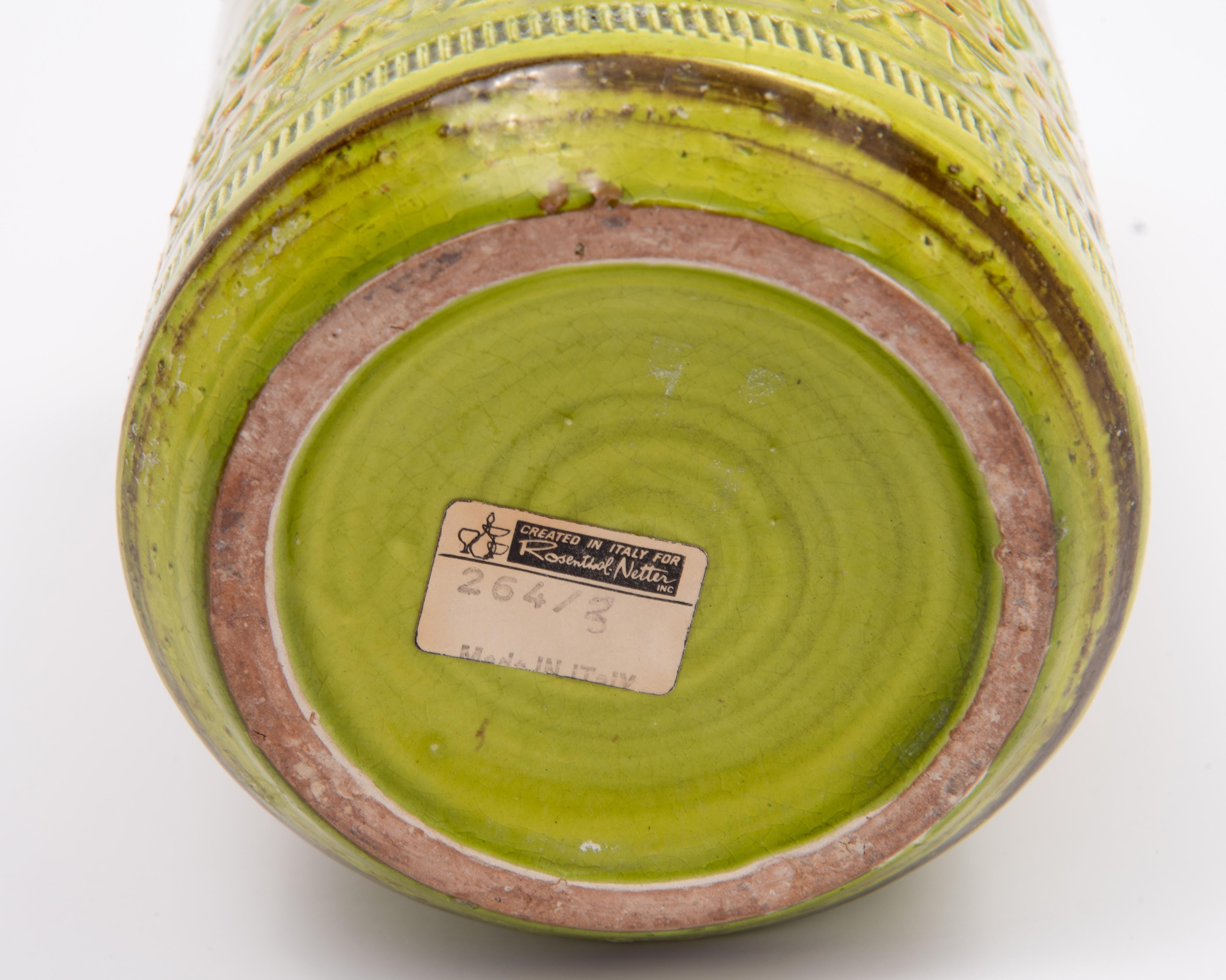 Vase incisé Aldo Londi Bitossi Rosenthal Netter vert en vente 6