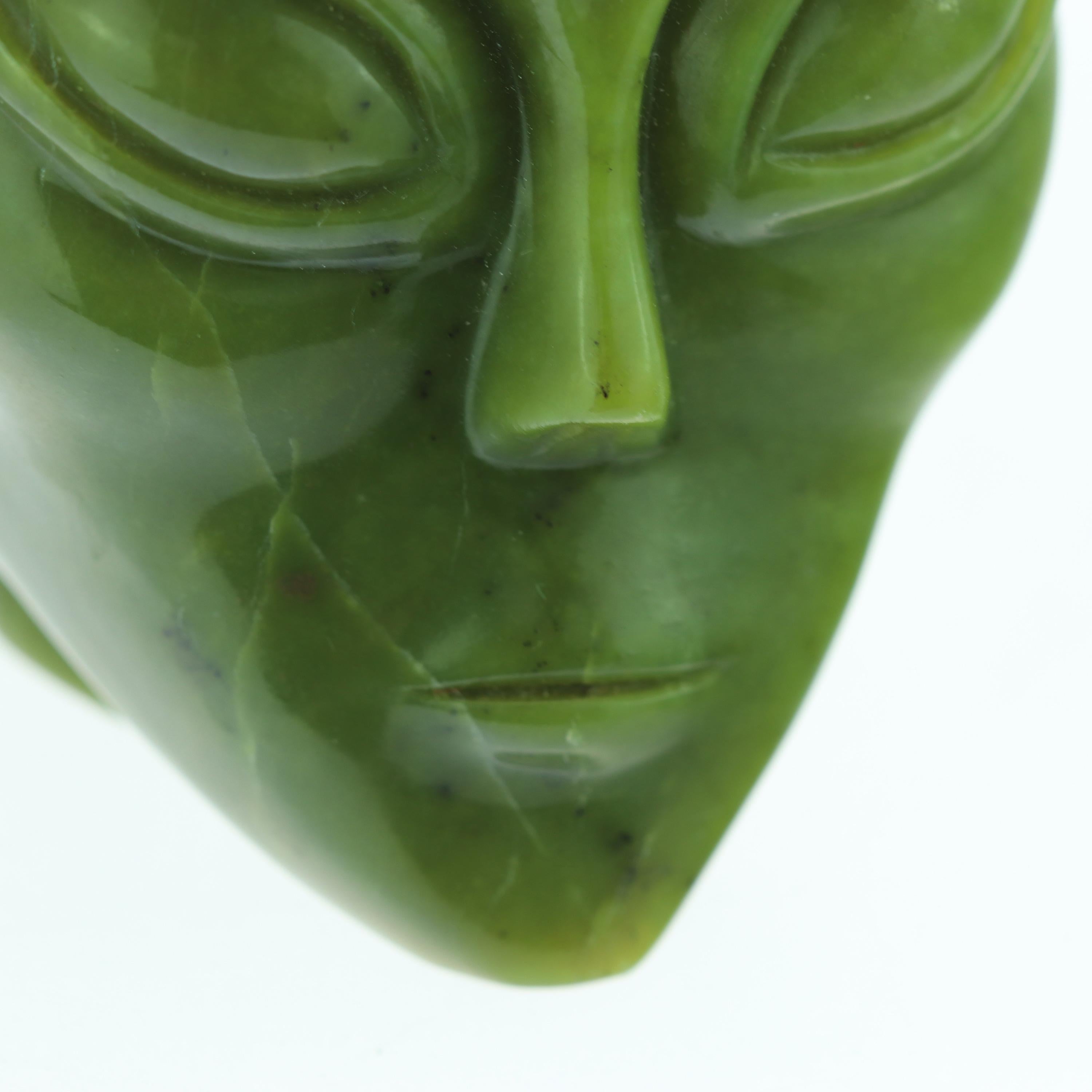 Chinese Green Alien Canadian Jade Strange Bold Extraterrestrial Sculpture