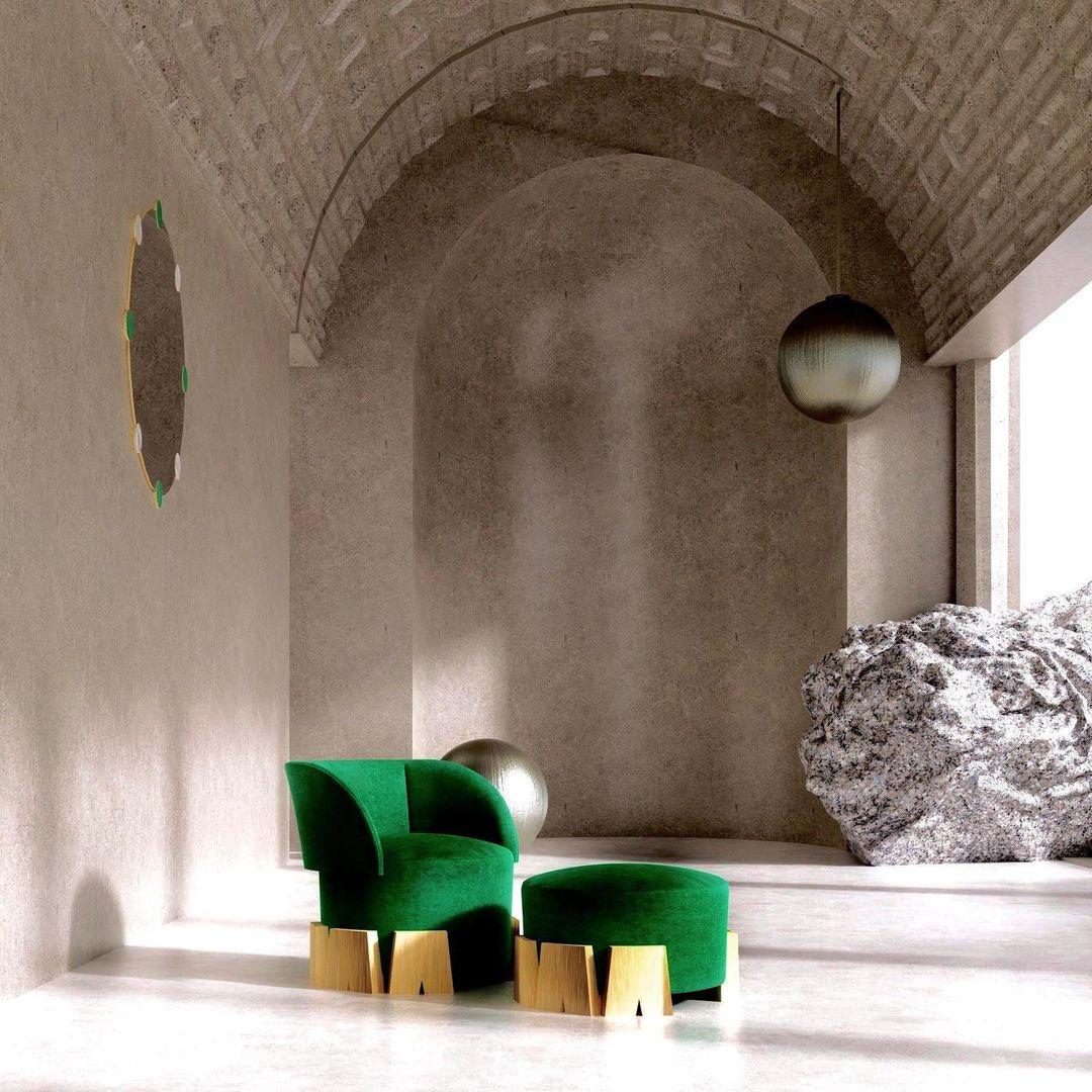 Green Alpine Pouf by Kasadamo
Dimensions: D 45 x H 38cm
Materials: suede, brass
Also Available: Customized materials and colors available


Kasadamo is about uniqueness, visions and exclusivity, a brand that was designed to be different and