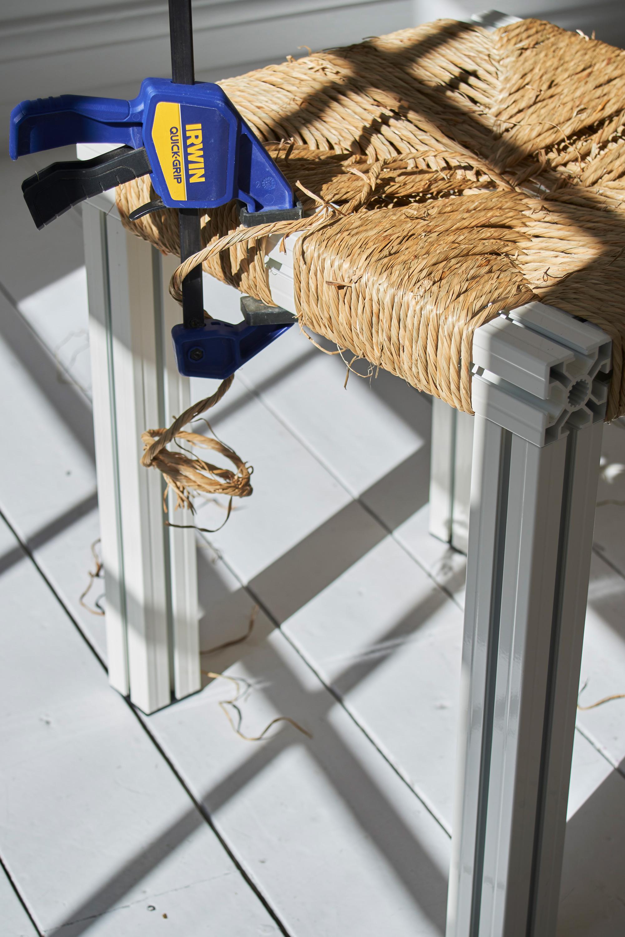 Contemporary Green Aluminium Stool with Reel Rush Seating from Anodised Wicker Collection For Sale