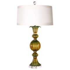 Vintage Green and Amber Barovier 
Toso lamp, circa 1950