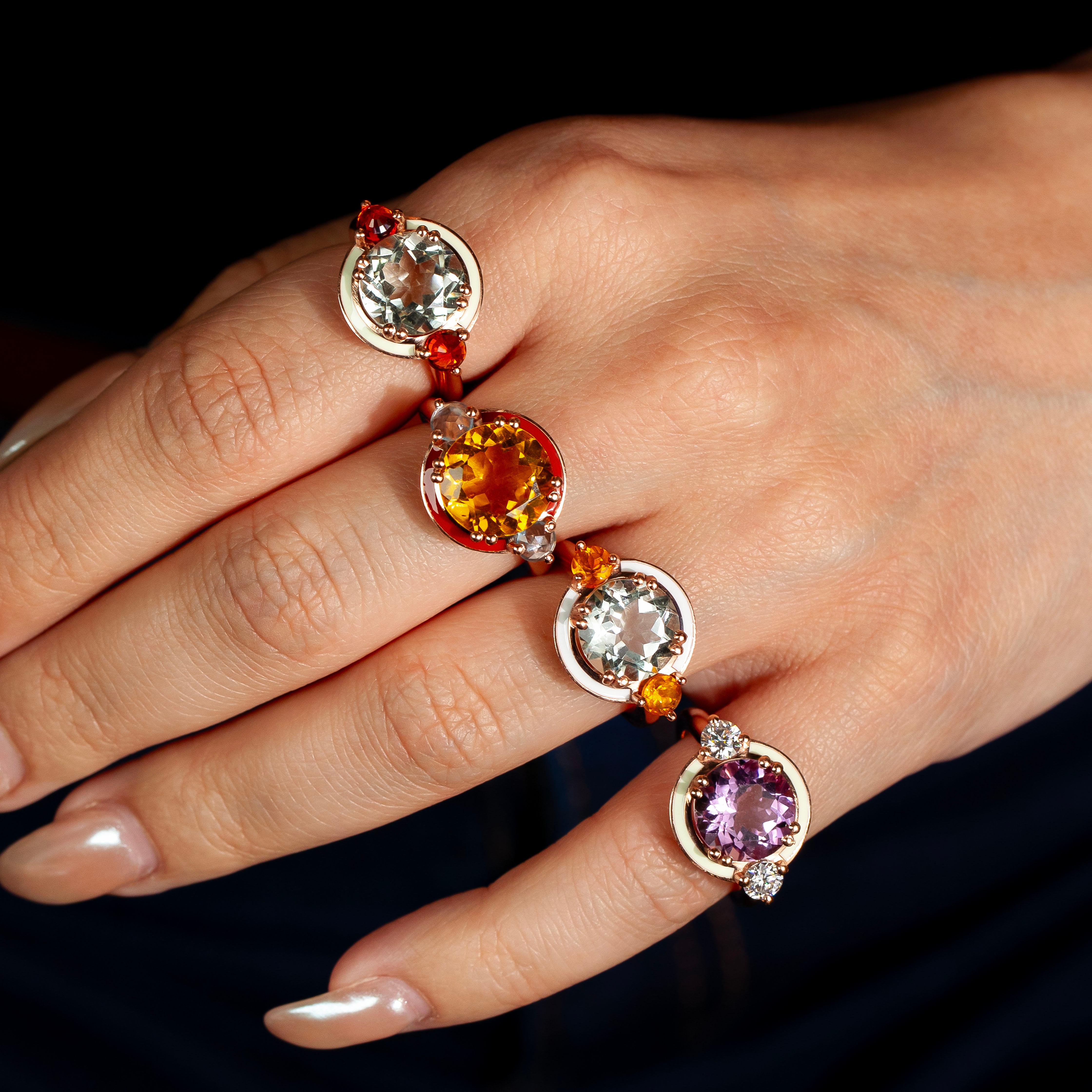 Grüner Amethsyt Ring, Statement Edelstein bunte Ringe, Vintage inspirierter Ring (Art déco) im Angebot