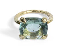 Gabrielle Sanchez Green Amethyst 18 Karat Petal Prong Split Shank Ring