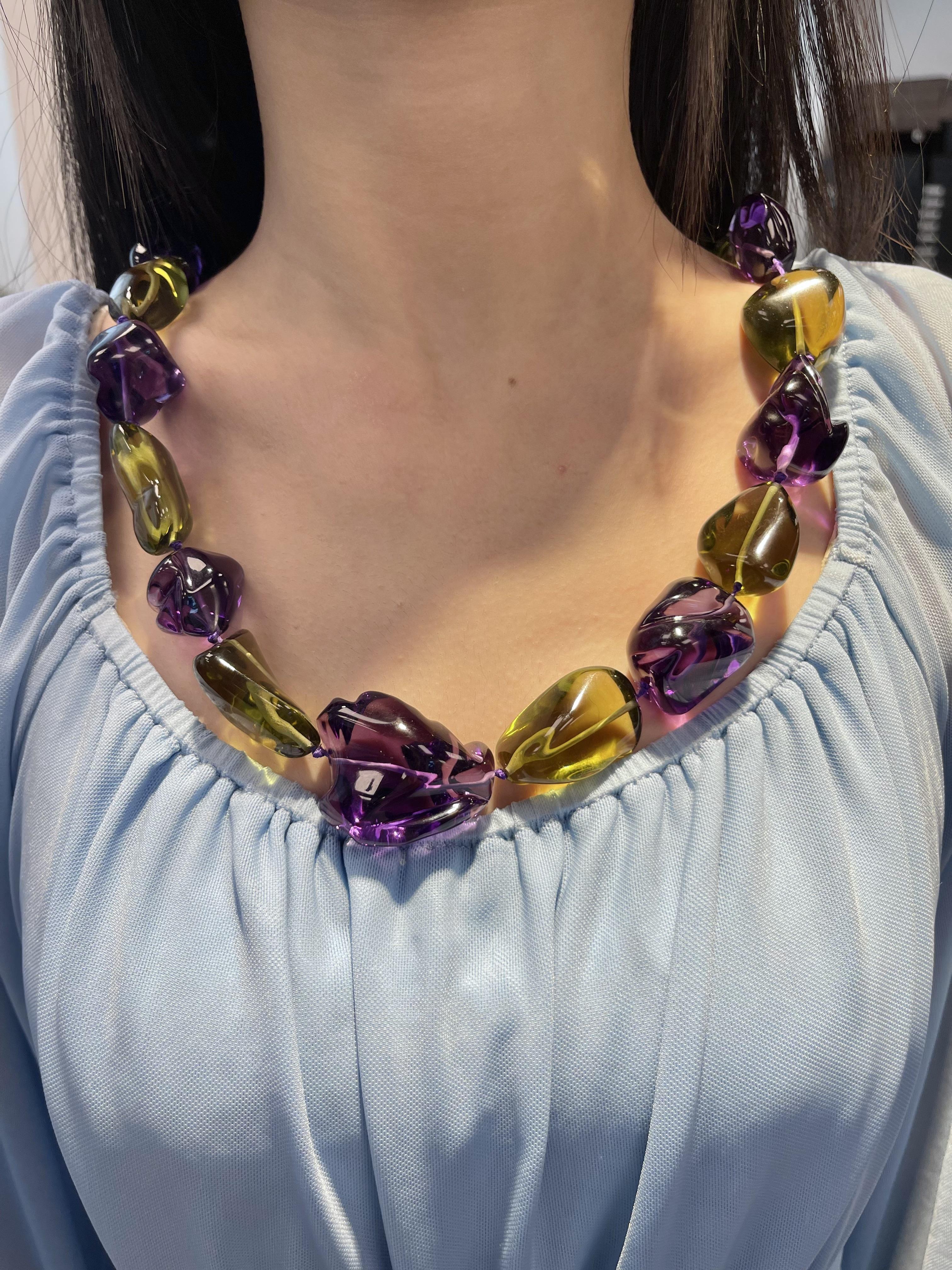 Collana di ametista e ametista verde In condizioni ottime in vendita a New York, NY