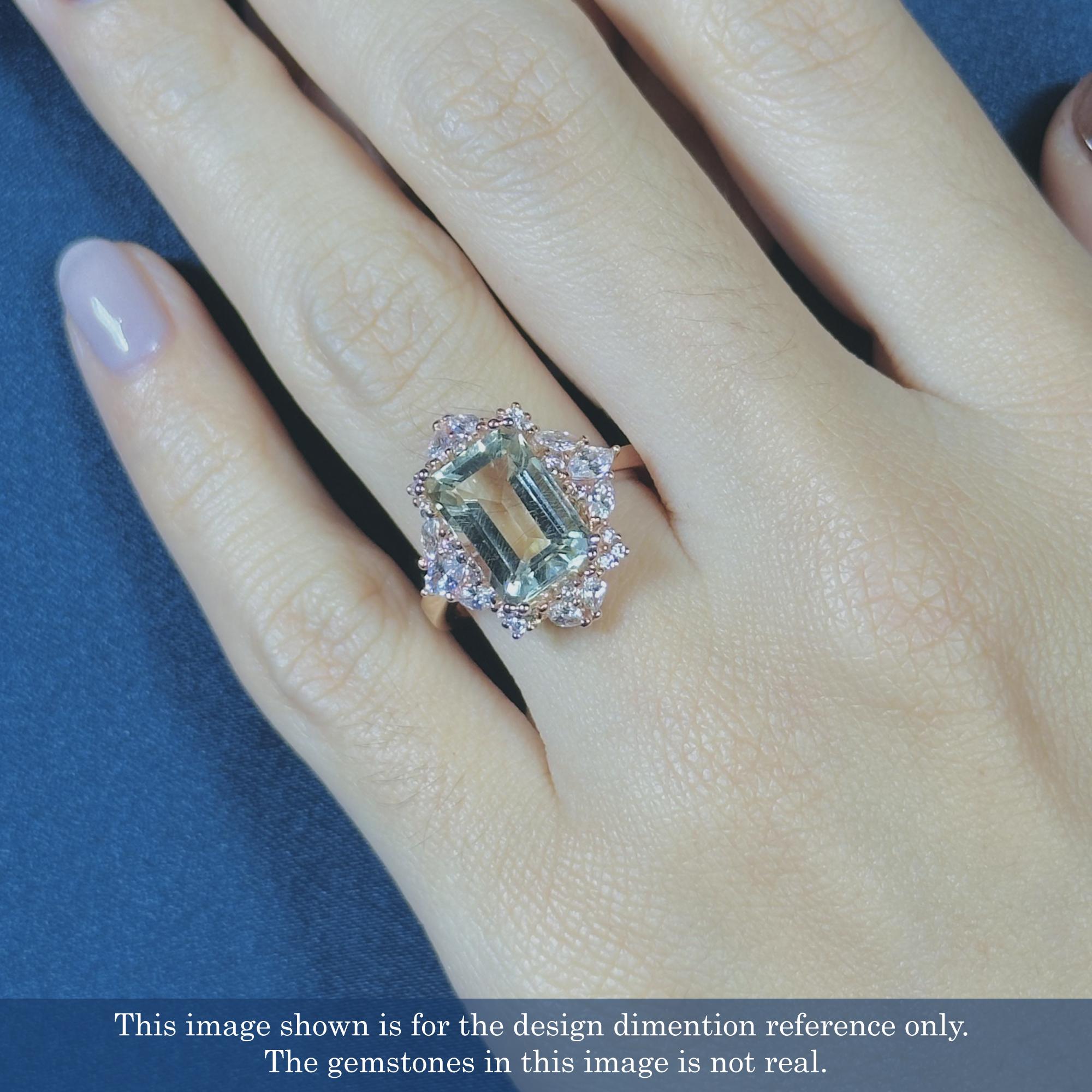 Green Amethyst and Diamond Halo Engagement Ring in 14K Rose Gold For Sale 1