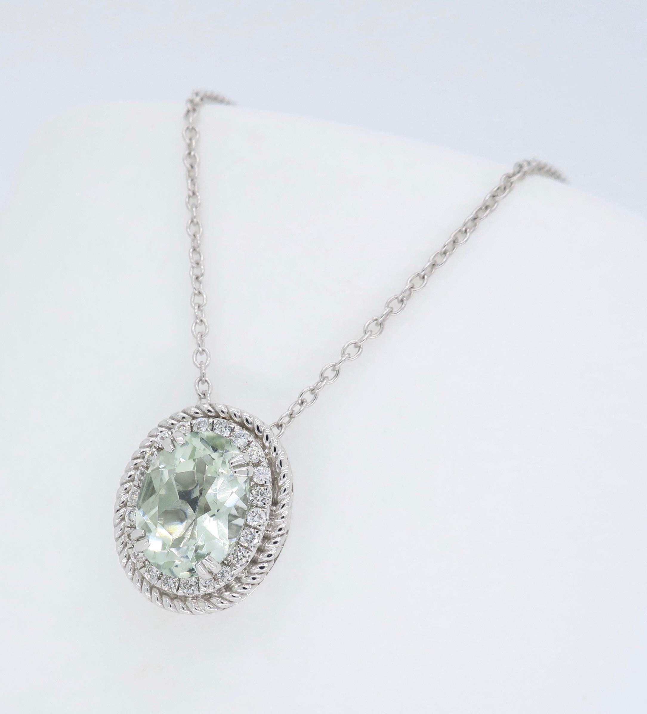 amethyst and diamond halo pendant