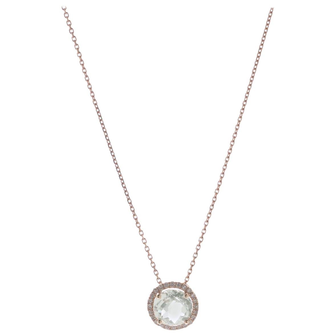 Green Amethyst and Diamond Necklace