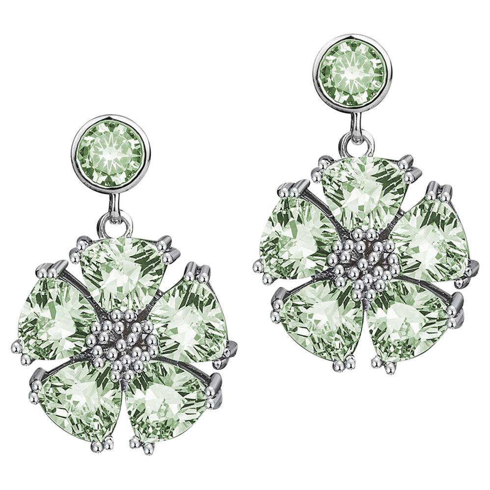 Green Amethyst Blossom Stone Drop Earrings For Sale