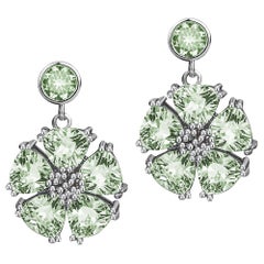 Green Amethyst Blossom Stone Drop Earrings