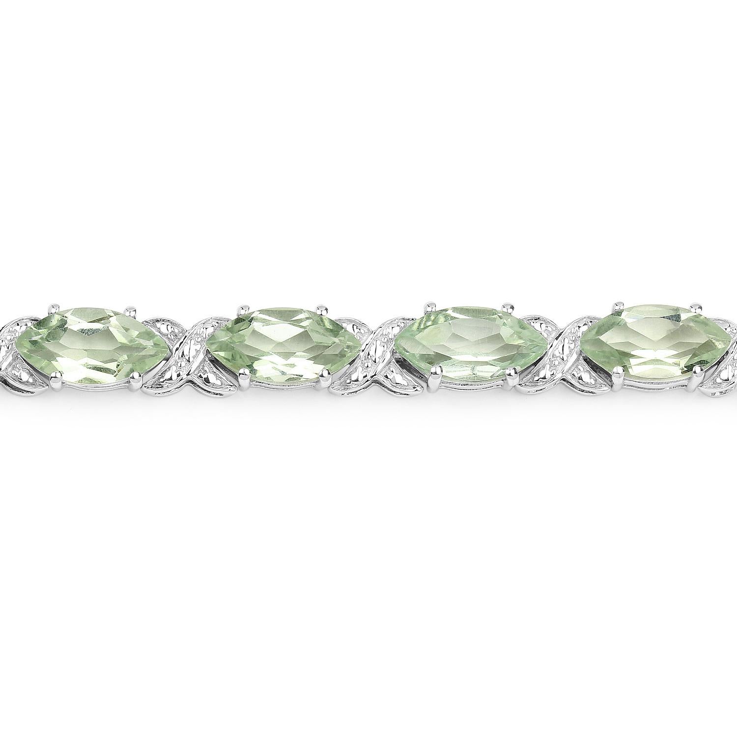 Taglio marquise Bracciale di ametista verde 22 carati in argento sterling in vendita