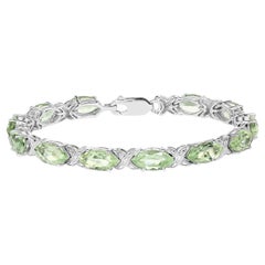 Bracelet d'améthyste verte 22 carats en argent sterling